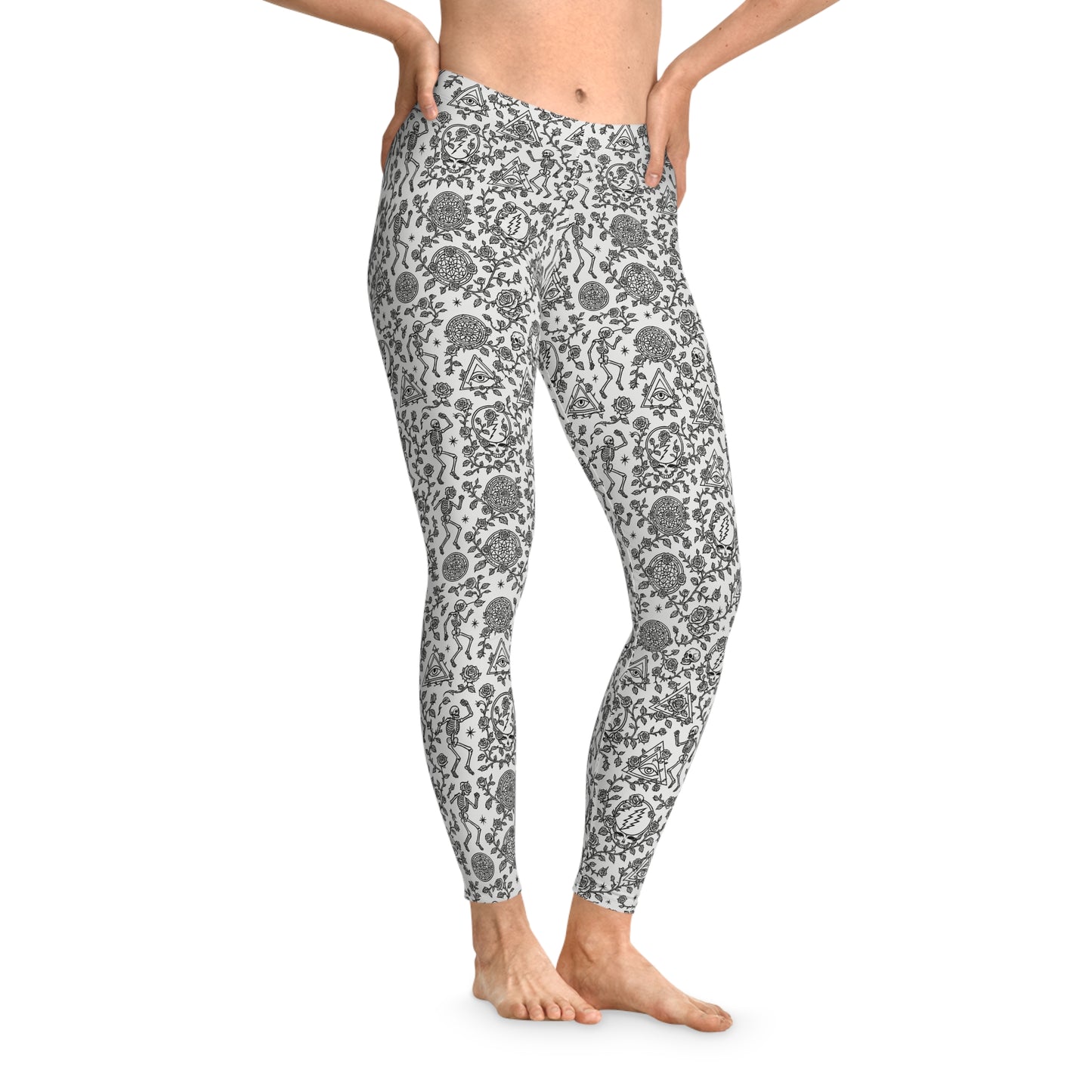BLACK & WHITE STEALIE, SKELETONS, & ROSES LEGGINGS