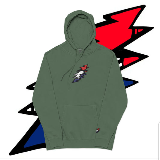 STEALIE BOLT EMBROIDERED PIGMENT DYED HOODIE